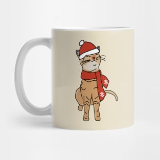 Winter Kitty Cat Wearing Red Hat and Scarf Mug